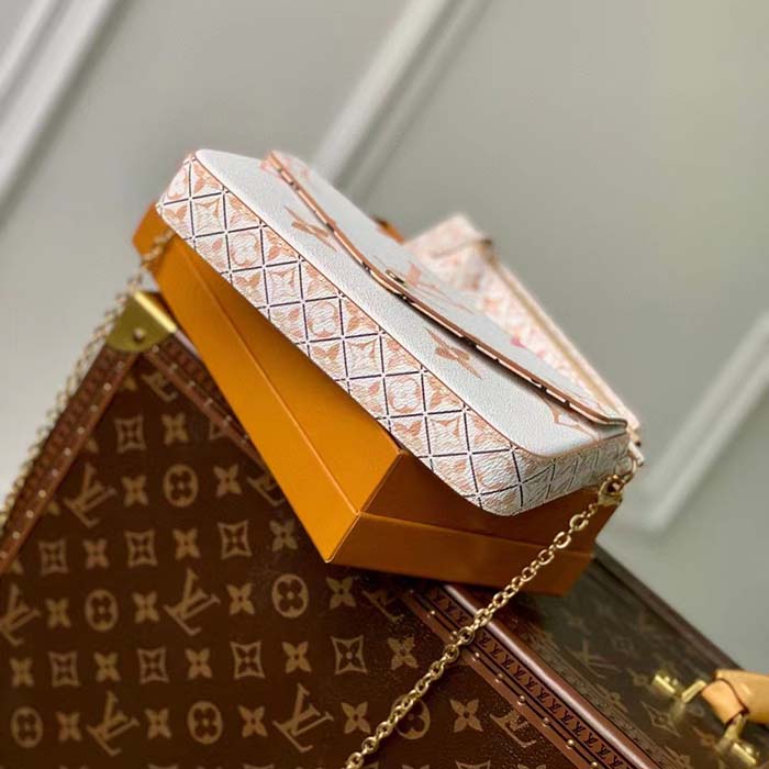 Louis Vuitton LV Women Félicie Pochette Beige Monogram Coated Canvas Microfiber Lining Clutch