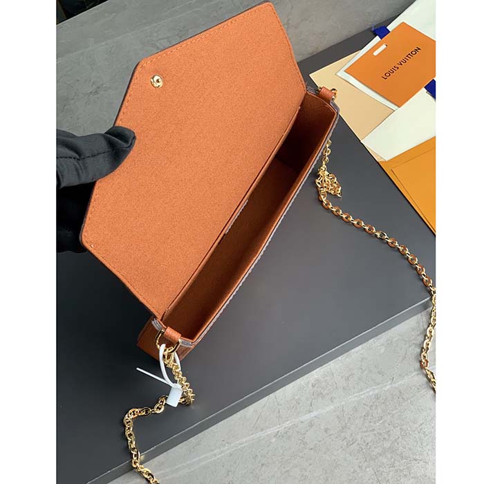 Louis Vuitton LV Women Félicie Pochette Brown Monogram Empreinte Embossed Supple Grained Cowhide Clutch