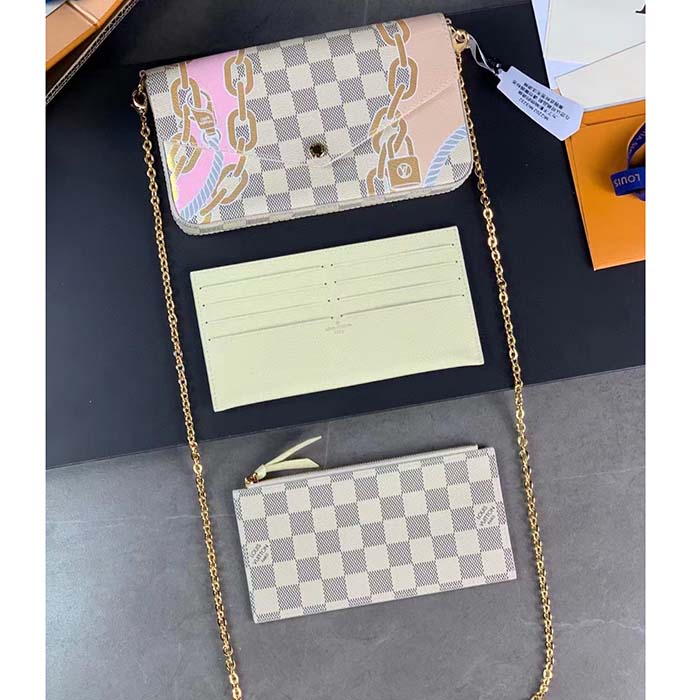 Louis Vuitton LV Women Félicie Pochette Damier Azur Coated Canvas Cotton Clutch