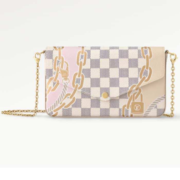 Louis Vuitton LV Women Félicie Pochette Damier Azur Coated Canvas Cotton Clutch