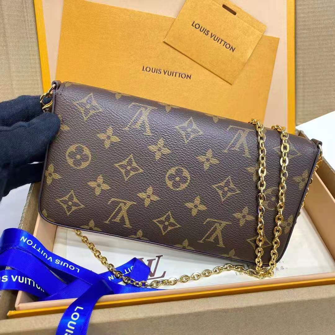 Louis Vuitton LV Women Félicie Pochette Fuchsia Pink Monogram Coated Canvas Clutch