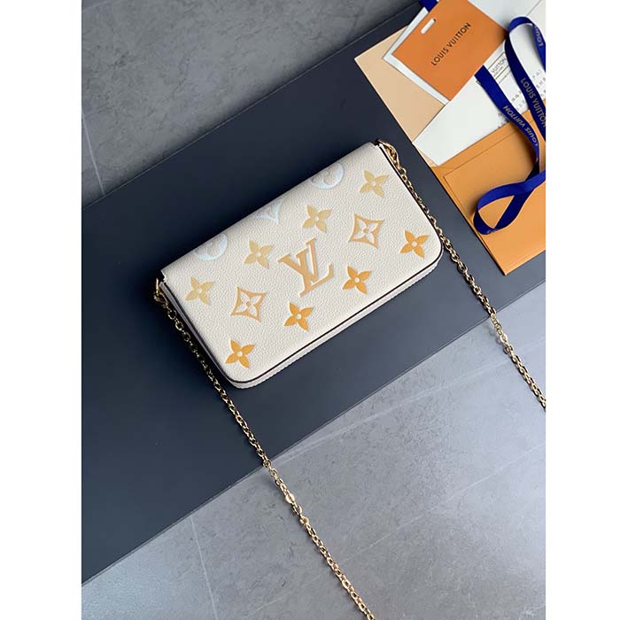 Louis Vuitton LV Women Félicie Pochette Pink Monogram Empreinte Embossed Supple Grained Cowhide Clutch