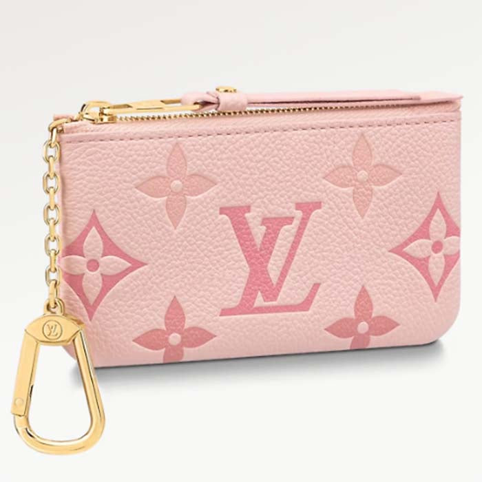 Louis Vuitton LV Women Key Pouch Pink Monogram Empreinte Embossed Supple Grained Cowhide Leather Clutch