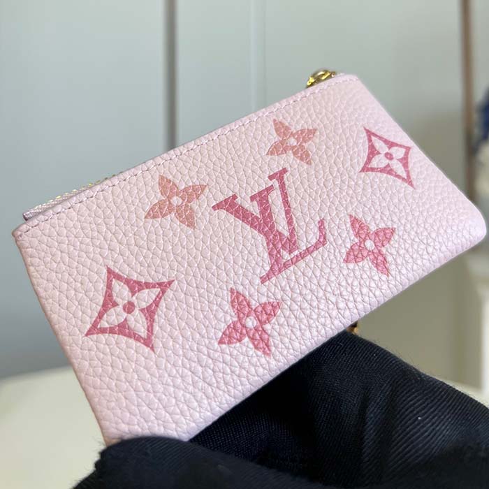 Louis Vuitton LV Women Key Pouch Pink Monogram Empreinte Embossed Supple Grained Cowhide Leather Clutch