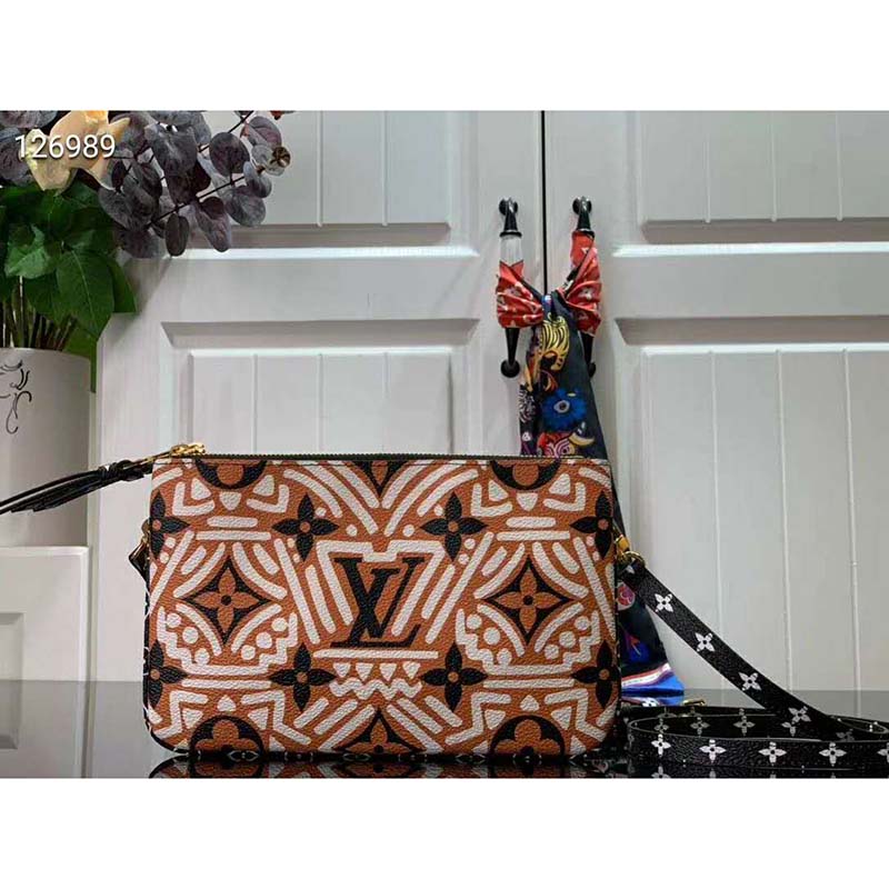 Louis Vuitton LV Women LV Crafty Double Zip Pochette Monogram Coated Canvas Clutch
