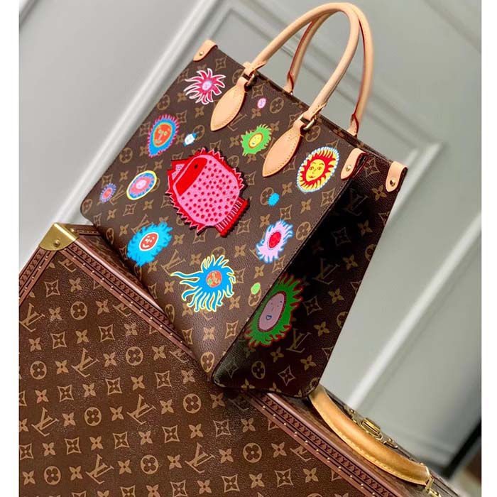 Louis Vuitton LV Women LV x YK OnTheGo MM Monogram Coated Canvas Faces Embroidery Tote