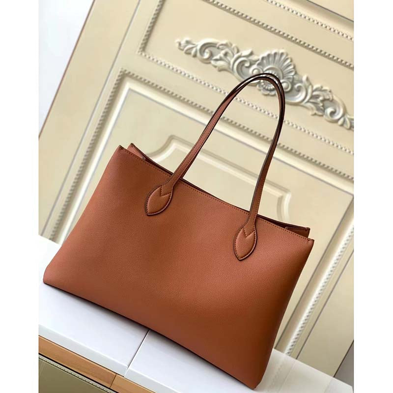 Louis Vuitton LV Women Lockme Shopper Chataigne Brown Grained Calf Leather Handbag