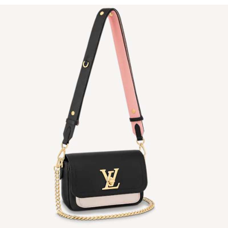 Louis Vuitton LV Women Lockme Tender Black Grained Calf Leather Handbag