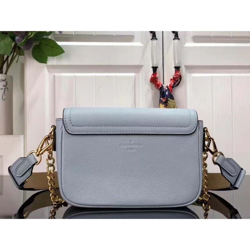 Louis Vuitton LV Women Lockme Tender Bleu Nuage Blue Grained Calf Leather Handbag