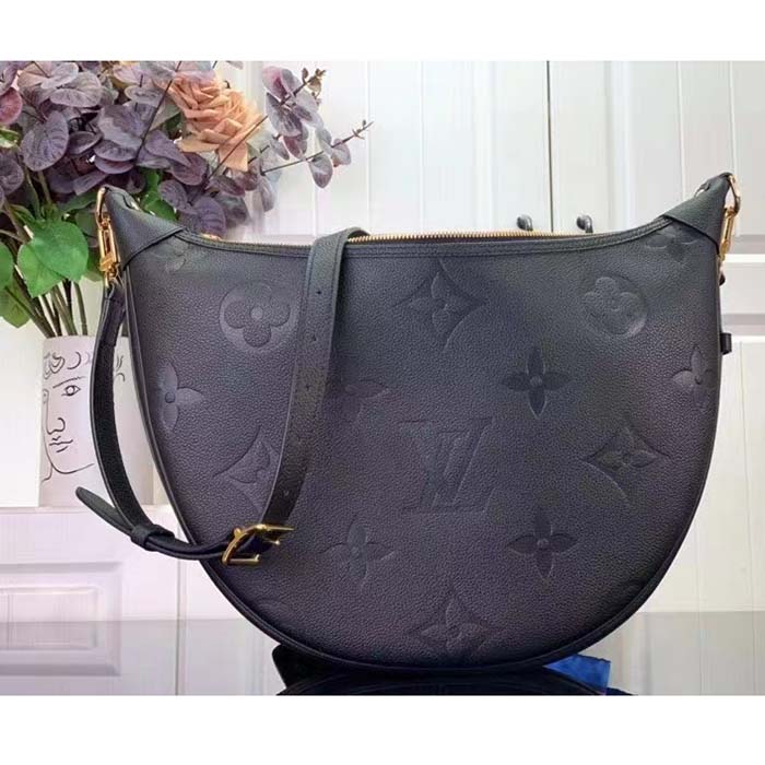 Louis Vuitton LV Women Loop Hobo Black Monogram Empreinte Embossed Grained Cowhide Leather Shoulder Bag