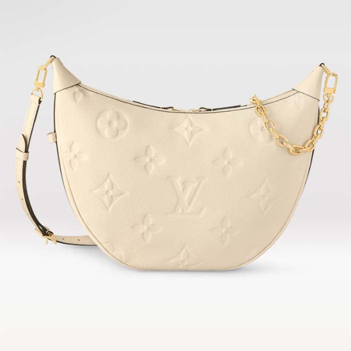 Louis Vuitton LV Women Loop Hobo Cream Monogram Empreinte Embossed Grained Cowhide Leather Shoulder Bag
