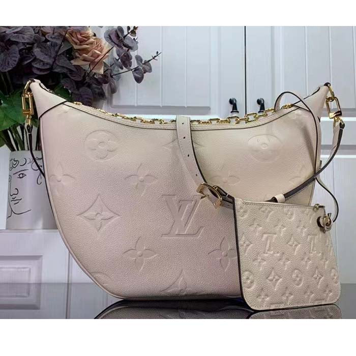 Louis Vuitton LV Women Loop Hobo Cream Monogram Empreinte Embossed Grained Cowhide Leather Shoulder Bag