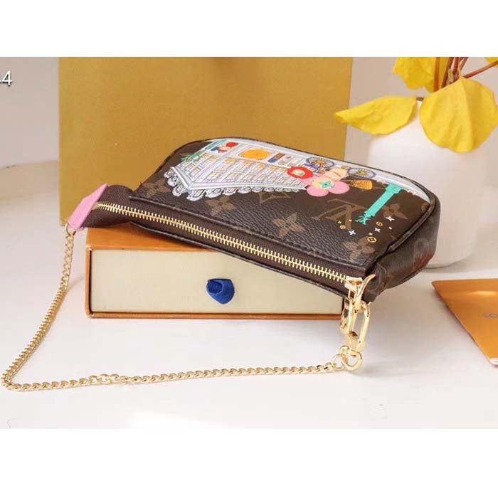 Louis Vuitton LV Women Mini Pochette Accessoires in Monogram Coated Canvas Clutch