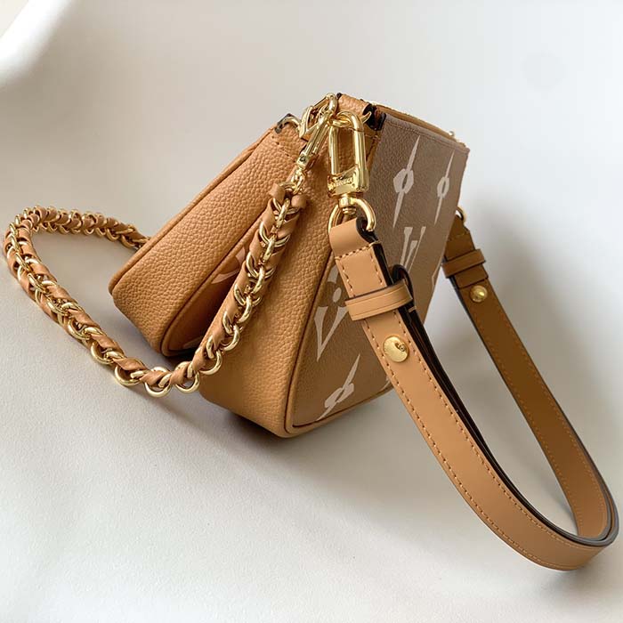 Louis Vuitton LV Women Multi Pochette Accessoires Beige Monogram Empreinte Embossed Grained Cowhide Clutch