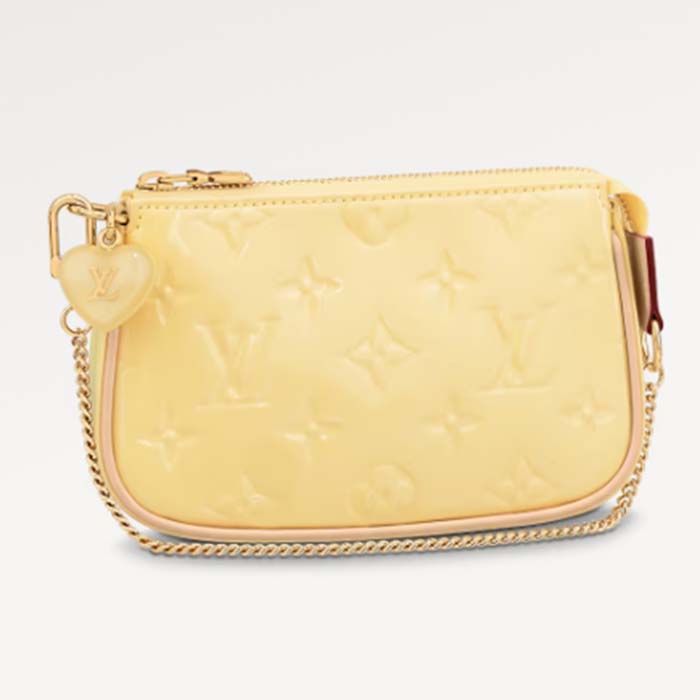 Louis Vuitton LV Women Multi Pochette Accessoires Yellow Monogram Vernis Embossed Patent Calf Clutch