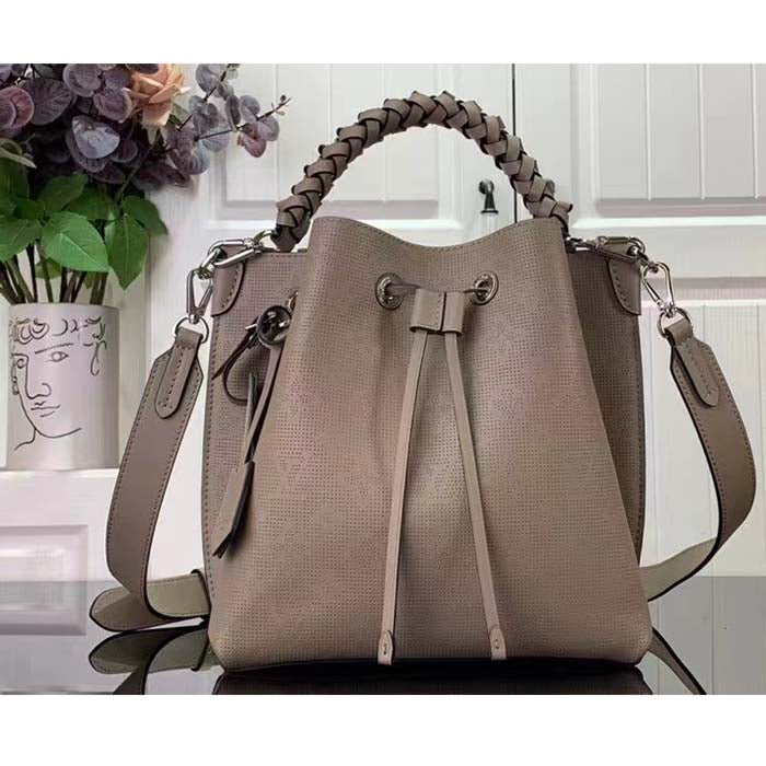Louis Vuitton LV Women Muria Bucket Bag Gray Mahina Perforated Calfskin Leather