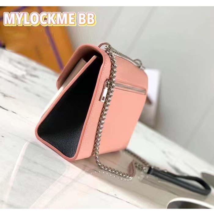 Louis Vuitton LV Women Mylockme Chain Bag Rose Trianon Pink Grained Calf Leather
