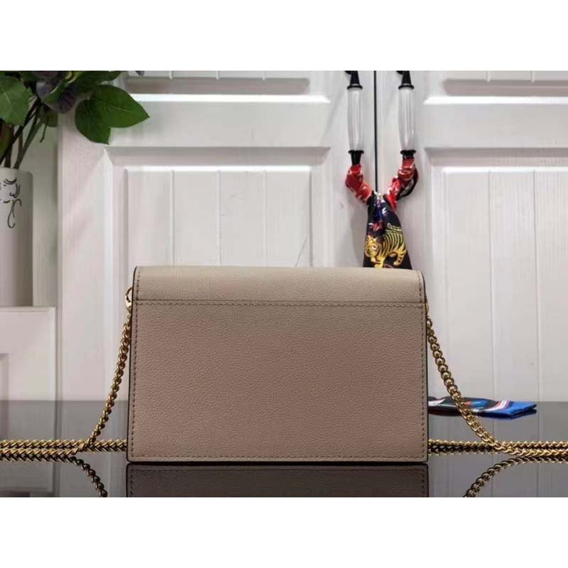 Louis Vuitton LV Women Mylockme Chain Pochette Greige Beige Calf Leather Clutch