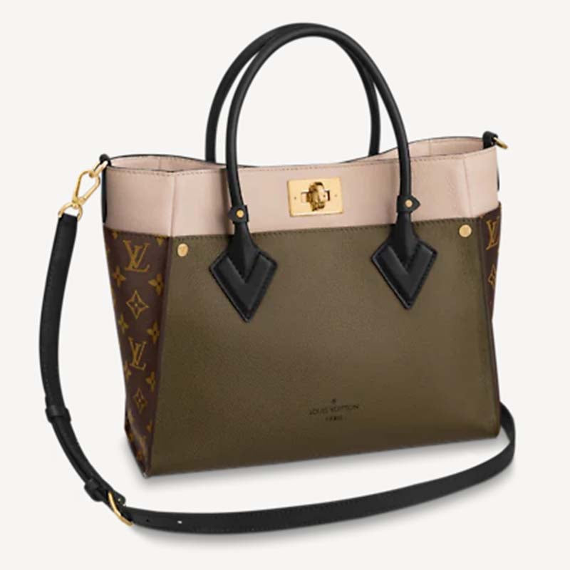 Louis Vuitton LV Women On My Side MM Green Twist Calfskin Monogram Canvas Handbag