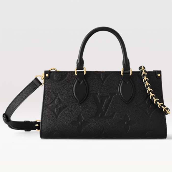 Louis Vuitton LV Women OnTheGo East West Black Embossed Grained Cowhide Leather Tote