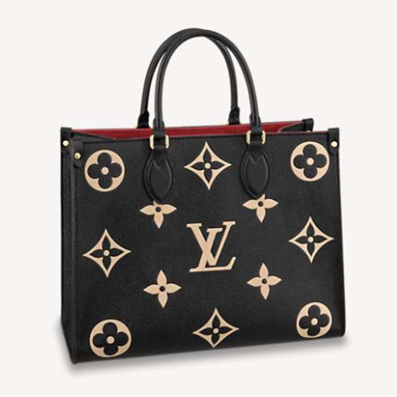 Louis Vuitton LV Women OnTheGo MM Embossed Grained Cowhide Leather Tote