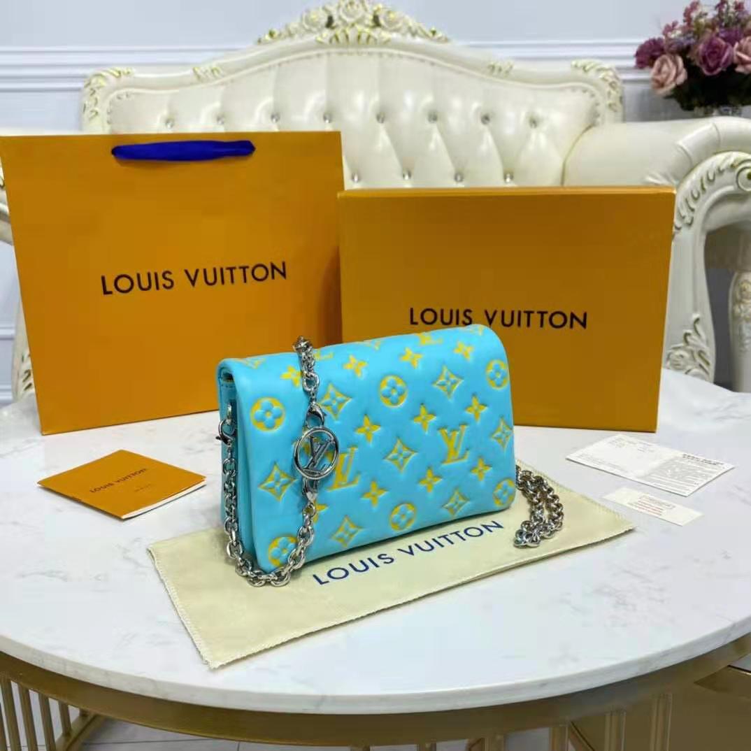 Louis Vuitton LV Women Pochette Coussin Green Monogram Embossed Lambskin Clutch