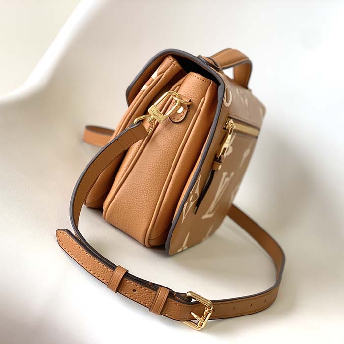 Louis Vuitton LV Women Pochette Metis Bag Beige Monogram Empreinte Embossed Grained Cowhide