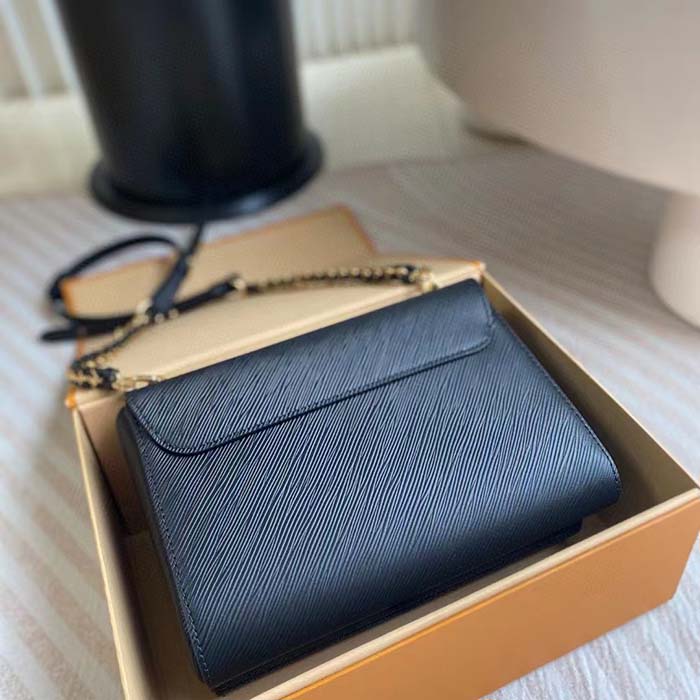 Louis Vuitton LV Women Twist MM Black Epi Grained Cowhide Leather Smooth-Cowhide Trim Handbag