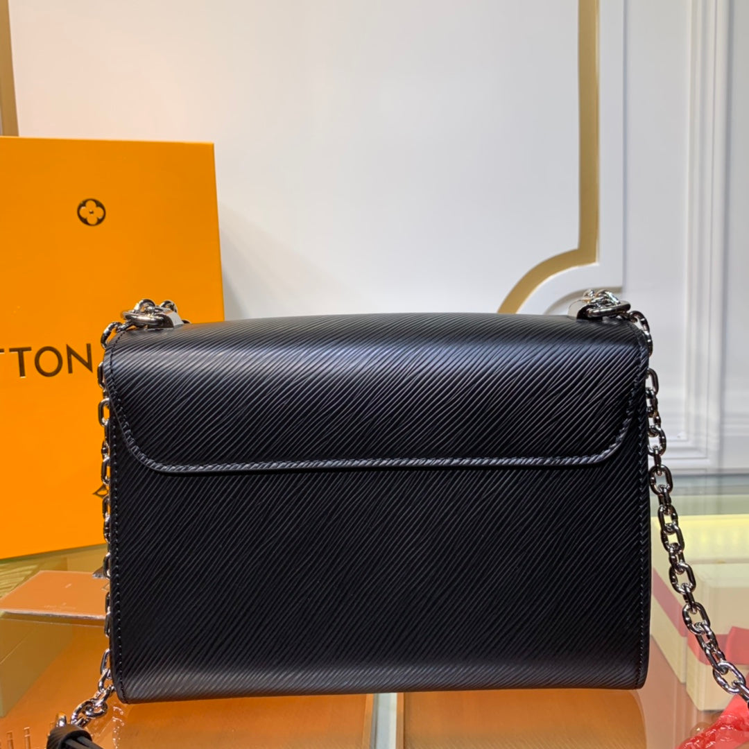 Louis Vuitton LV Women Twist MM Chain Bag Black Epi Grained Cowhide Leather