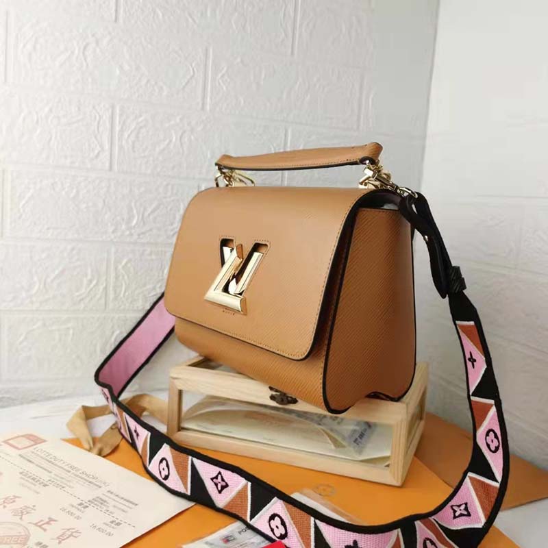 Louis Vuitton LV Women Twist MM Handback Honey Gold Epi Grained Cowhide Handbag