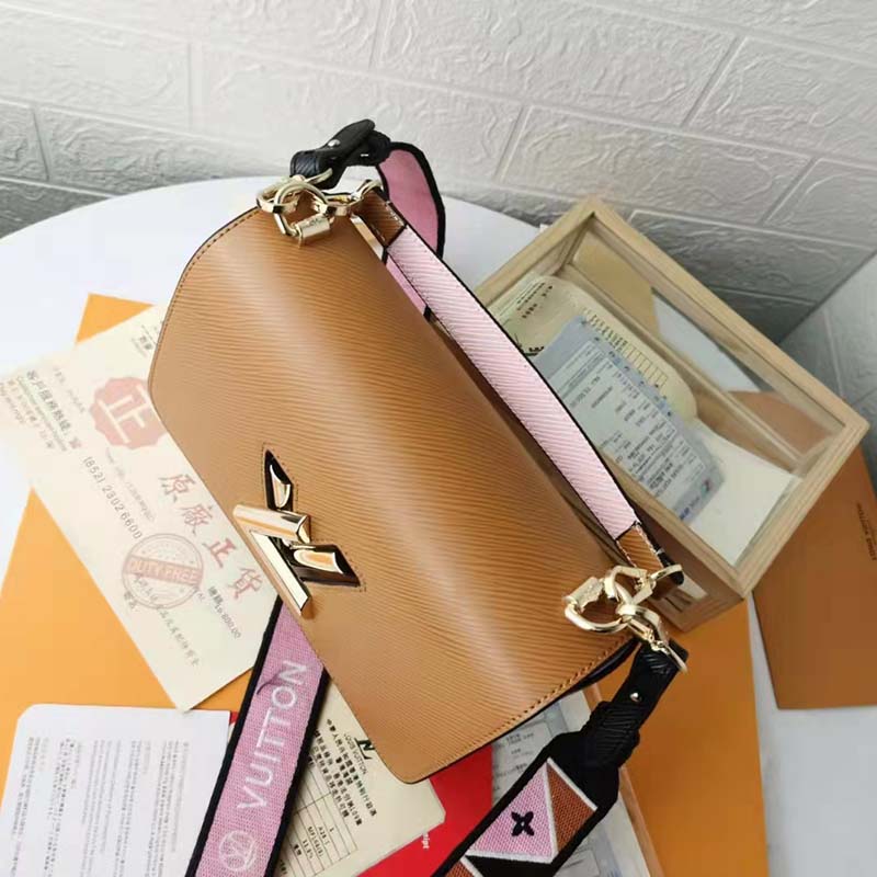 Louis Vuitton LV Women Twist MM Handback Honey Gold Epi Grained Cowhide Handbag