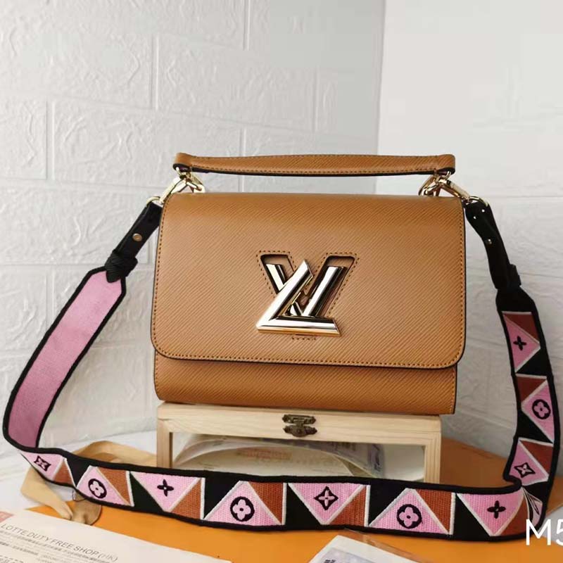 Louis Vuitton LV Women Twist MM Handback Honey Gold Epi Grained Cowhide Handbag