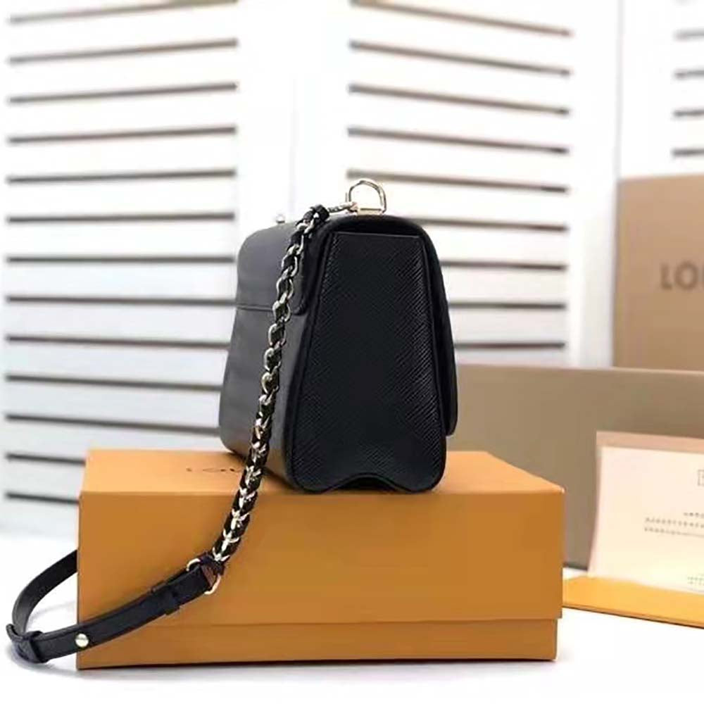 Louis Vuitton LV Women Twist MM Handbag in Grained Epi Calfskin-Black