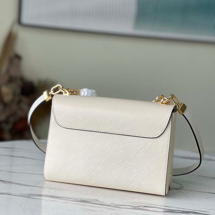 Louis Vuitton LV Women Twist MM Handbag Quartz White Epi Grained Leather