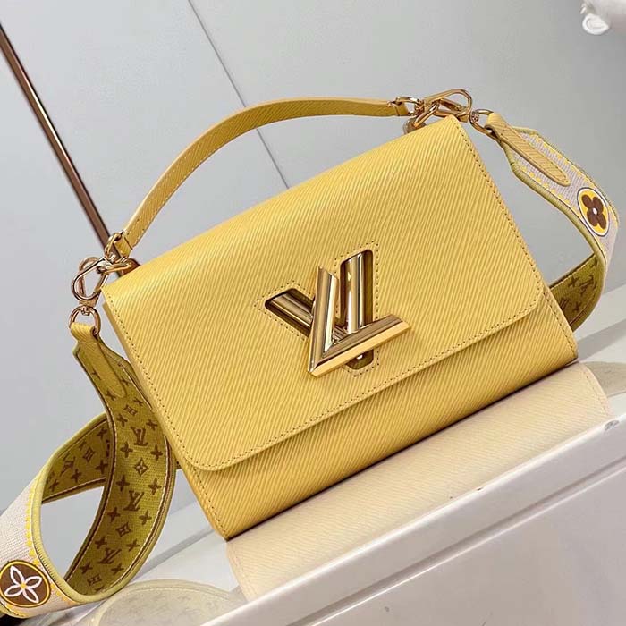 Louis Vuitton LV Women Twist MM Yellow Epi Grained Leather Handbag