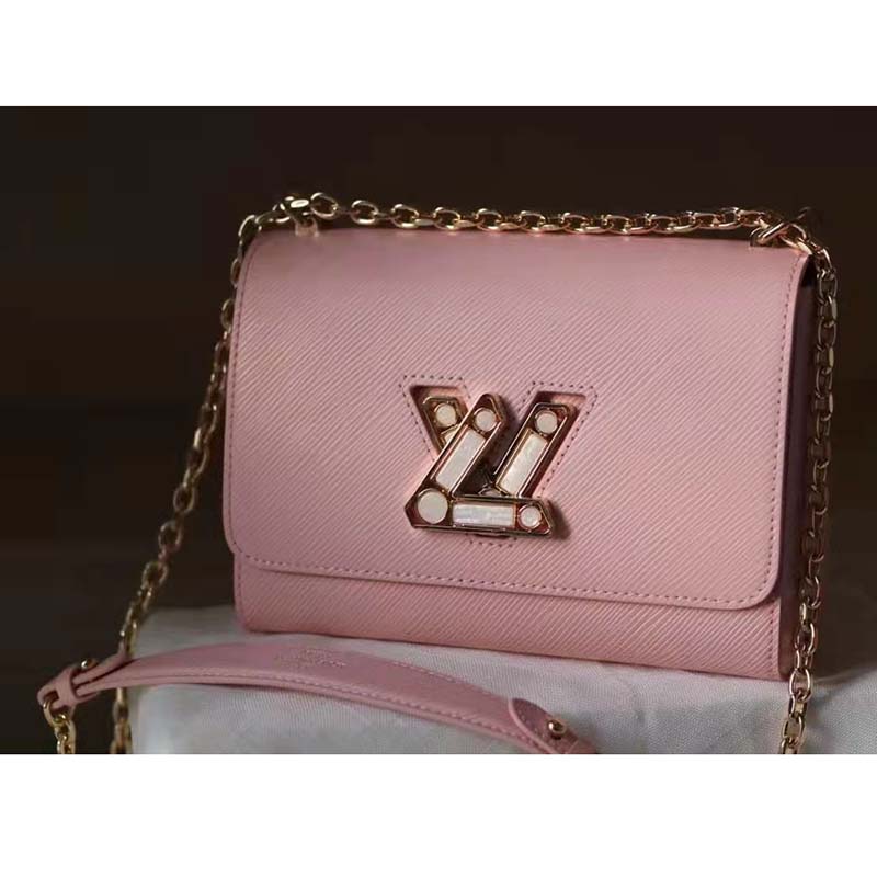 Louis Vuitton LV Women Twist PM Handback Rose Jasmin Epi Cowhide Leather Handbag