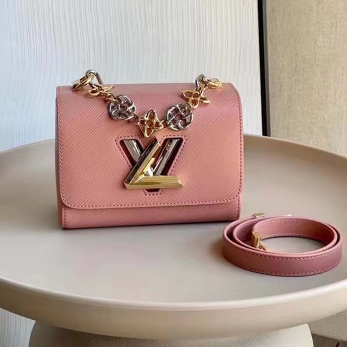 Louis Vuitton LV Women Twist PM Pink Epi Grained Leather Cowhide Lock Handbag