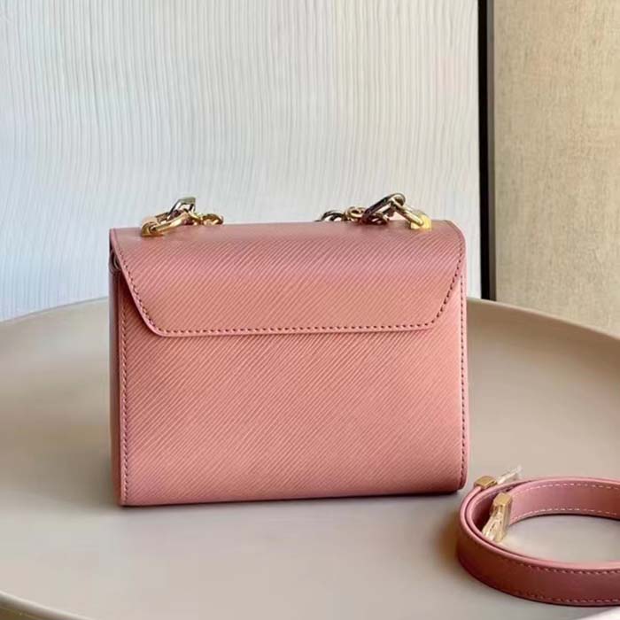Louis Vuitton LV Women Twist PM Pink Epi Grained Leather Cowhide Lock Handbag