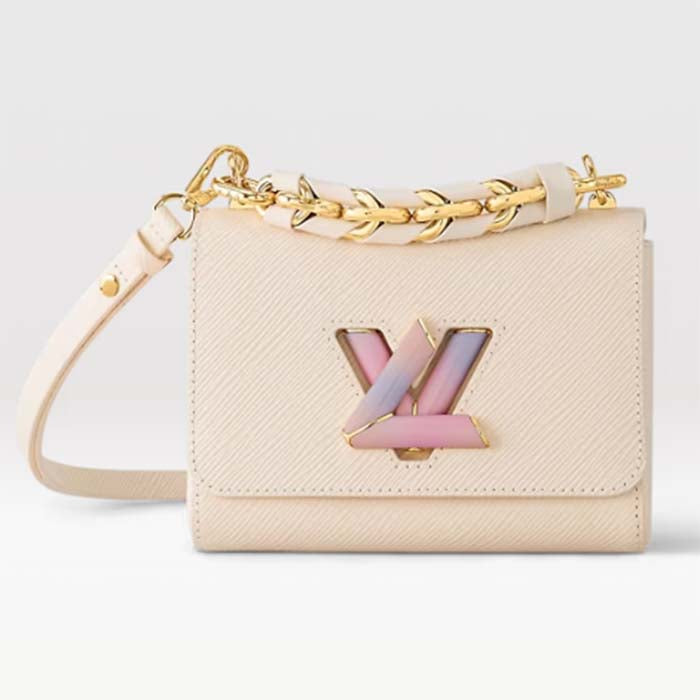 Louis Vuitton LV Women Twist PM Quartz White Epi Grained Cowhide Leather Handbag