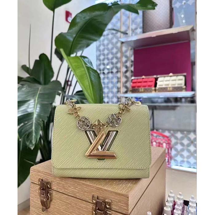 Louis Vuitton LV Women Twist PM Vert Noto Green Epi Grained Leather Cowhide Lock Handbag