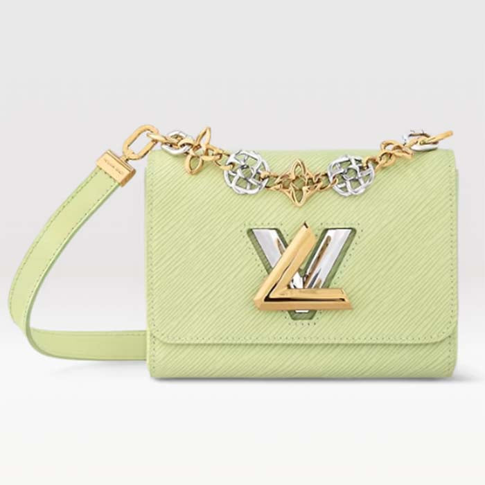Louis Vuitton LV Women Twist PM Vert Noto Green Epi Grained Leather Cowhide Lock Handbag