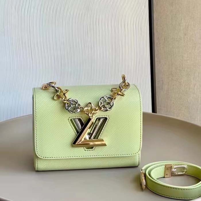 Louis Vuitton LV Women Twist PM Vert Noto Green Epi Grained Leather Cowhide Lock Handbag