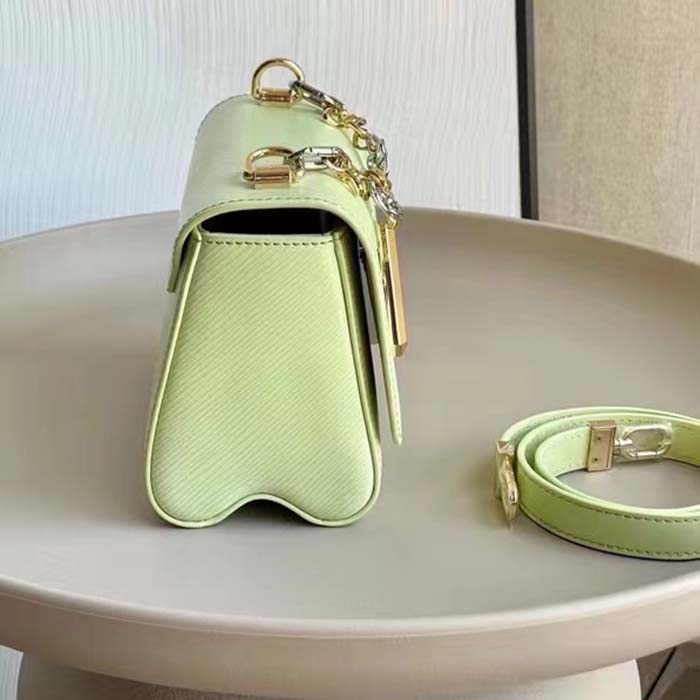 Louis Vuitton LV Women Twist PM Vert Noto Green Epi Grained Leather Cowhide Lock Handbag
