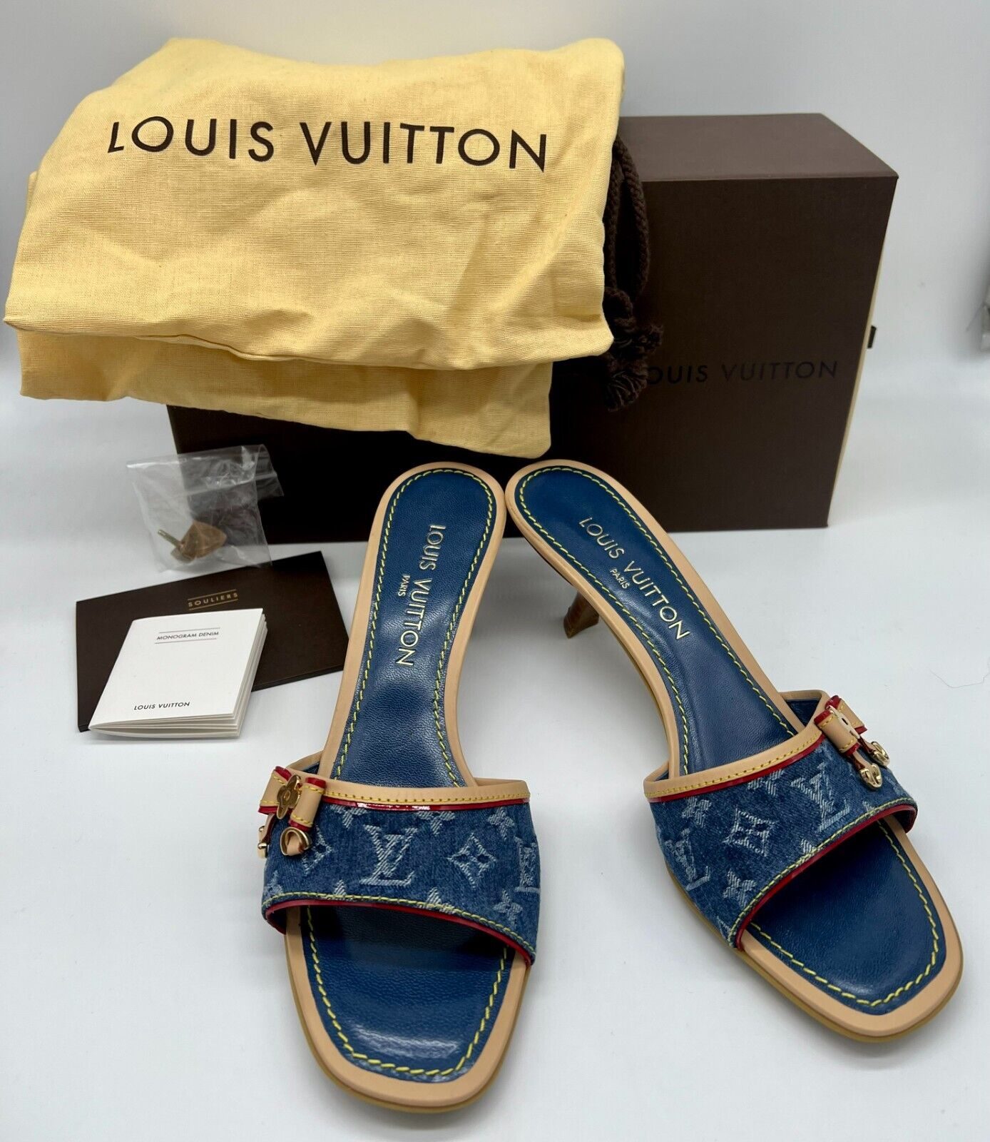 LOUIS VUITTON MONOGRAM INDIGO MULES