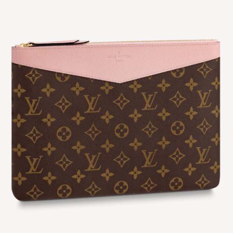 Louis Vuitton Unisex Daily Pouch Brown Monogram Coated Canvas and Cowhide Leather Clutch