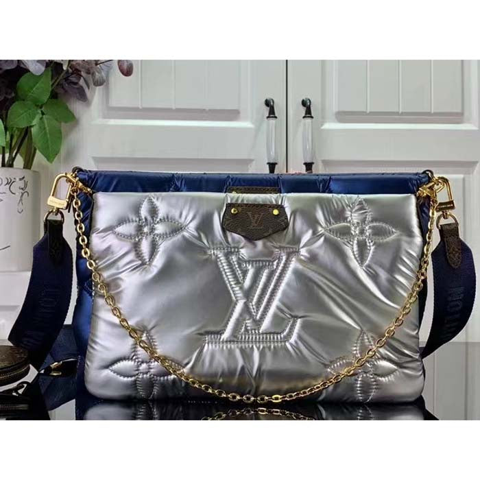 Louis Vuitton Unisex LV Maxi Multi-Pochette Accessoires Navy Blue Silver Recycled Nylon Econyl Clutch