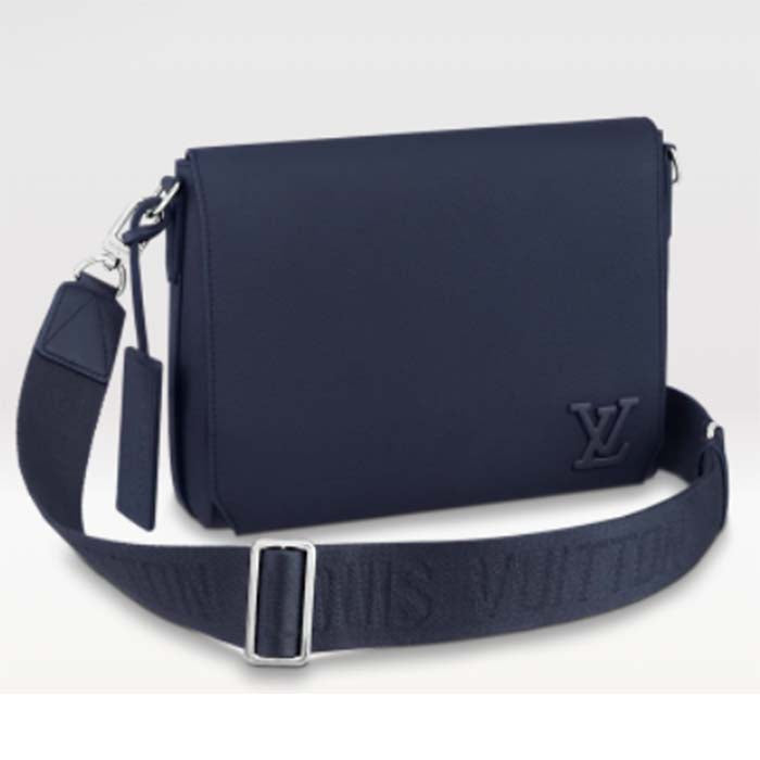 Louis Vuitton Unisex LV Takeoff Messenger Navy Blue Aerogram Cowhide Leather Handbag