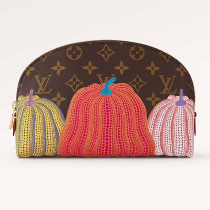 Louis Vuitton Unisex LV x YK Cosmetic Pouch Monogram Coated Canvas Colorful Pumpkin Print Clutch