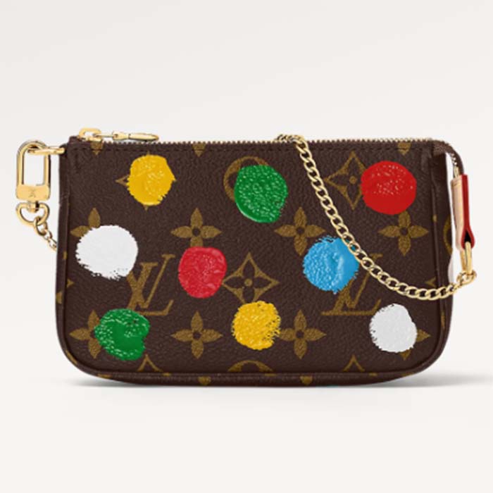 Louis Vuitton Unisex LV x YK Mini Pochette Accessoires Monogram Coated Canvas 3D Painted Dots Print Clutch