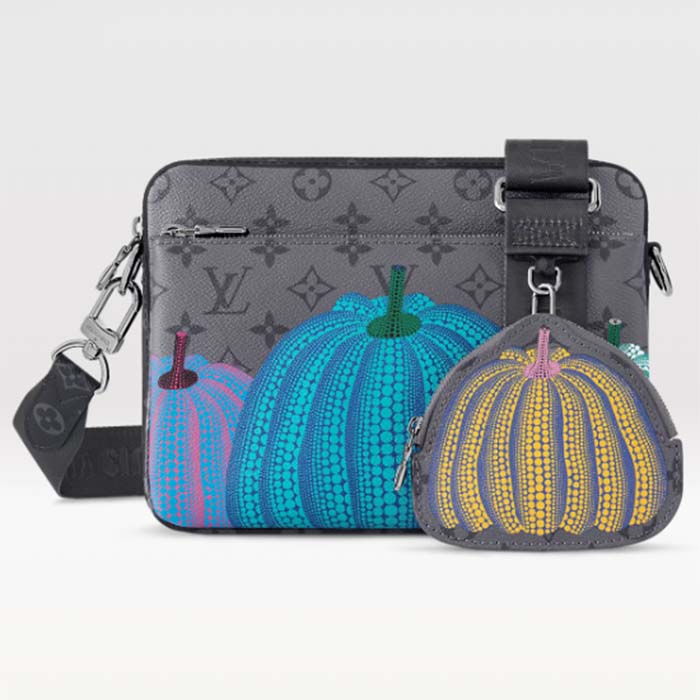 Louis Vuitton Unisex LV x YK Trio Messenger Monogram Eclipse Reverse Coated Canvas Pumpkin Handbag